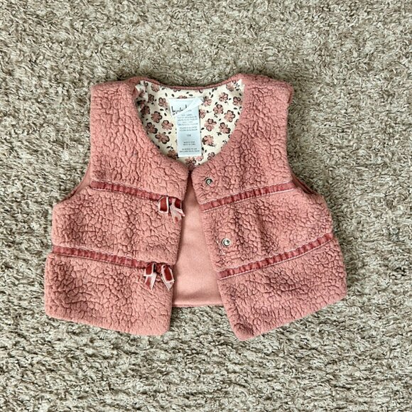 Nicole Miller Sweet Floral Long Sleeve Tee w Matching Fuzzy Pink Vest I Size 18M - Picture 8 of 11